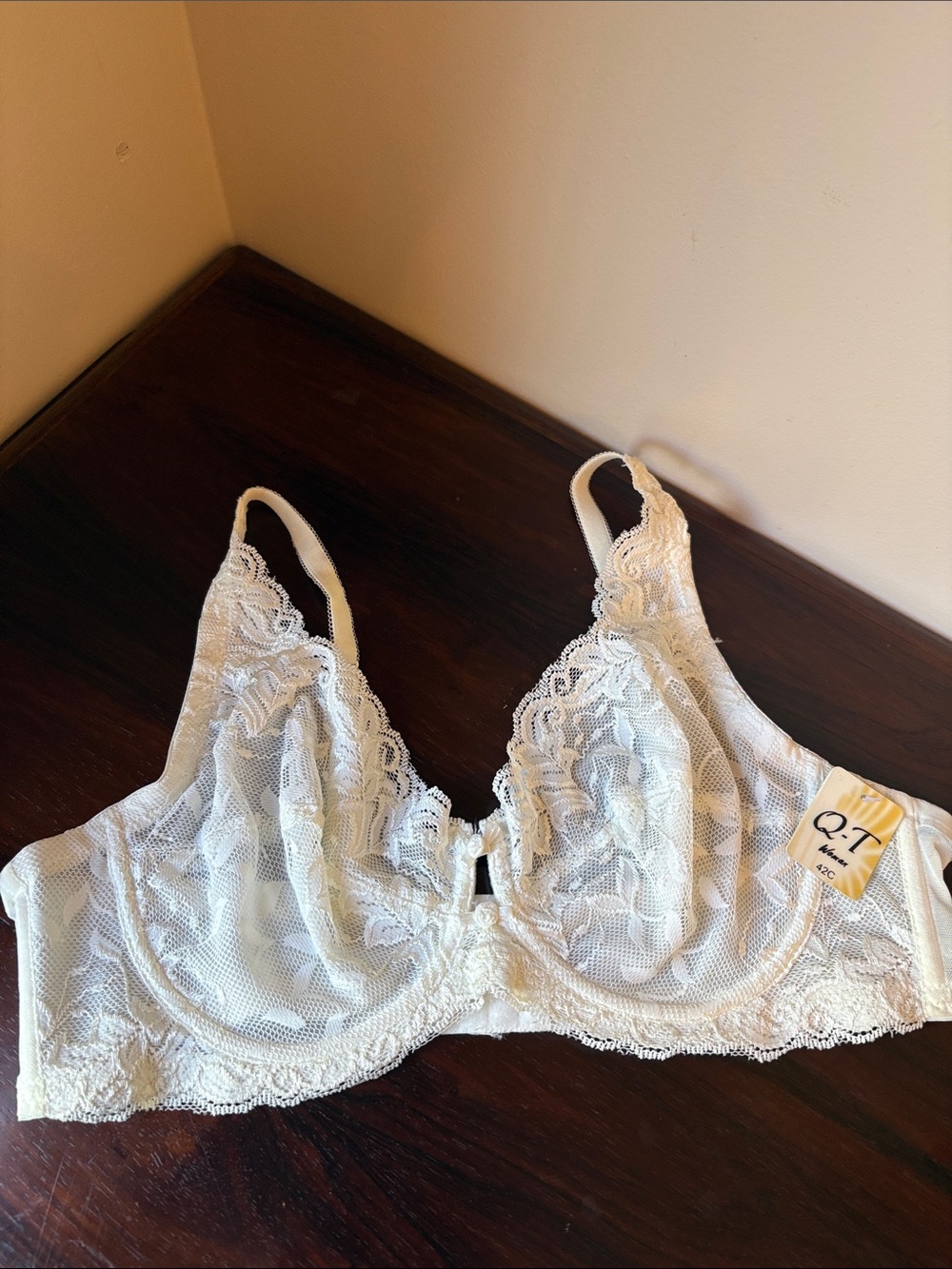 Underwire Lace Bra in Ivory with Sheer Floral Lace